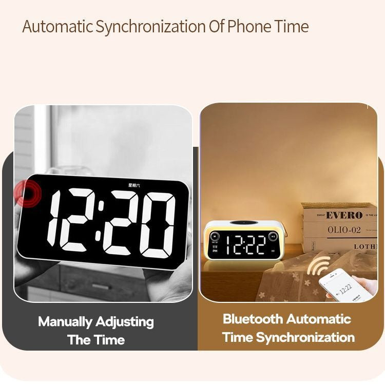 Réveil Bluetooth thermomètre et chargeur sans fil 15 W blanc