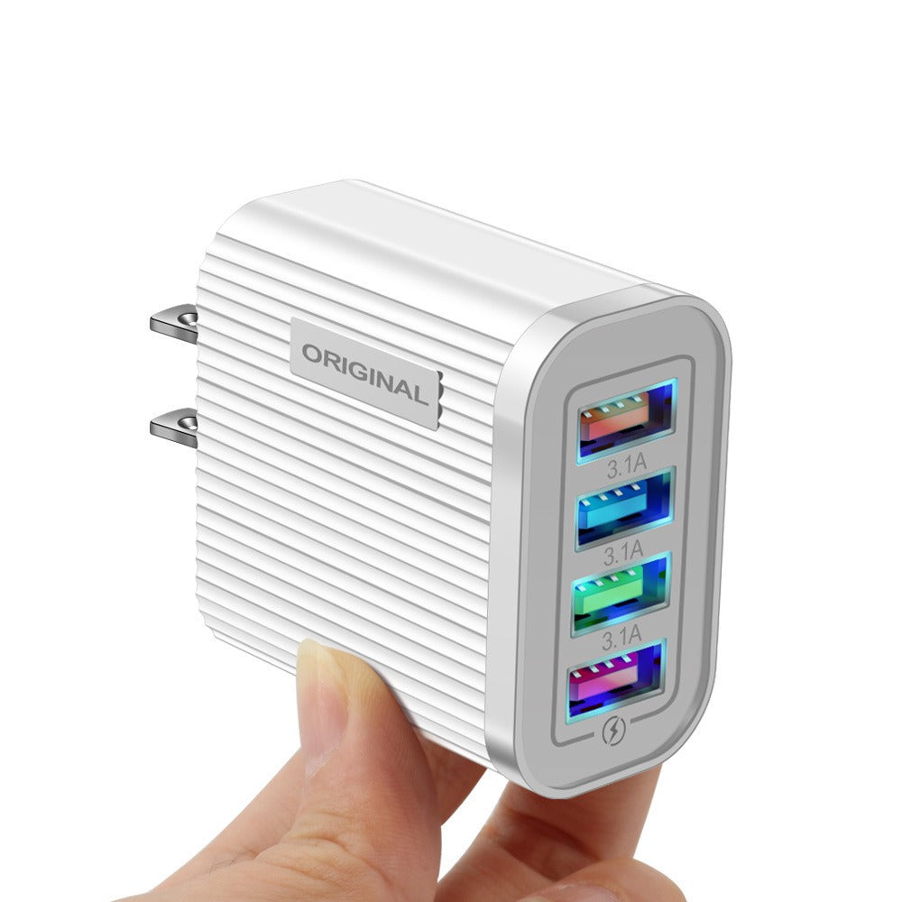 Chargeur mural lumineux 4 USB pour téléphone et tablette