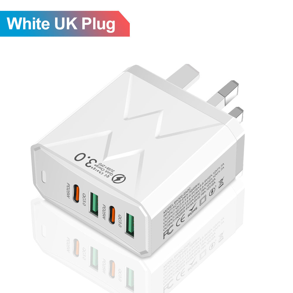 2USB+2PD mobile phone charger, tablet plug, super fast charging, multi port power supply