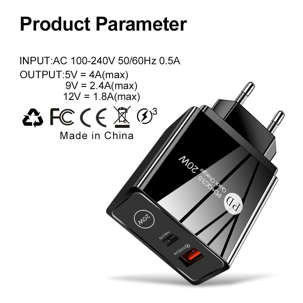 20W fast charging PD QC3.0 mobile phone charger charging head