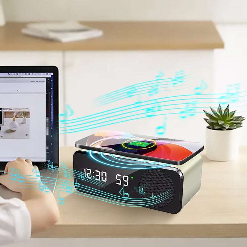 Enceinte Bluetooth avec horloge et charge sans fil