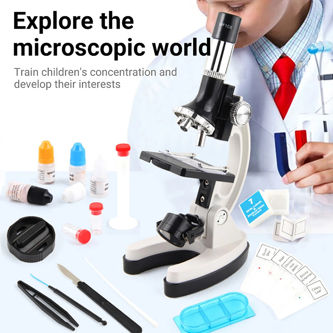 Microscope d’initiation 100×, 400× et 1200× avec mallette