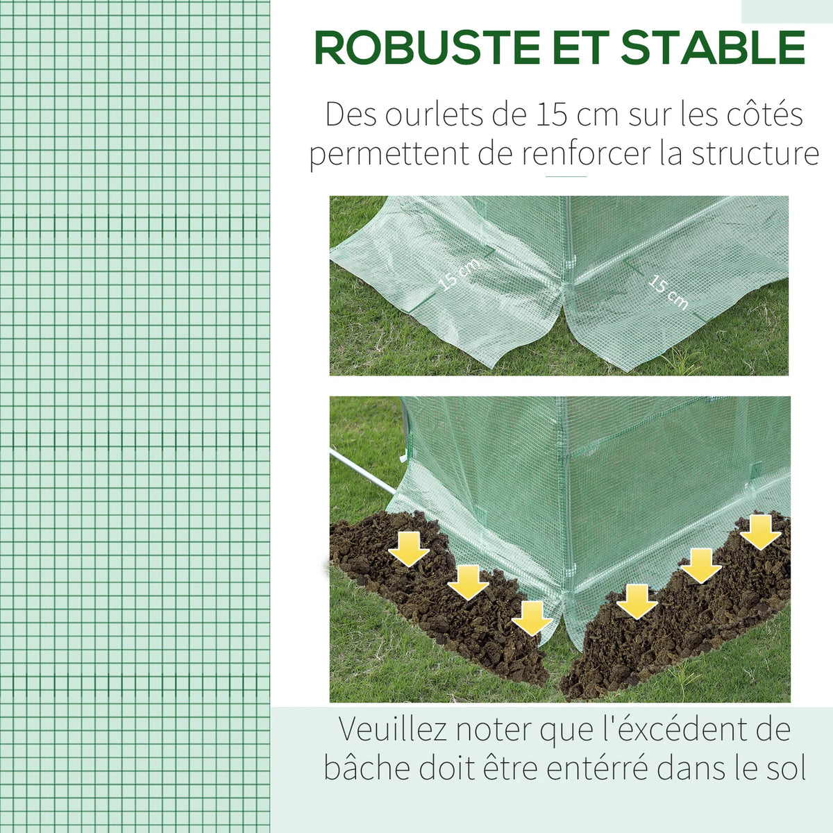 Bâche de remplacement pour serre tunnel 3 × 2 × 2 m – Outsunny - APPRO-DISTRI