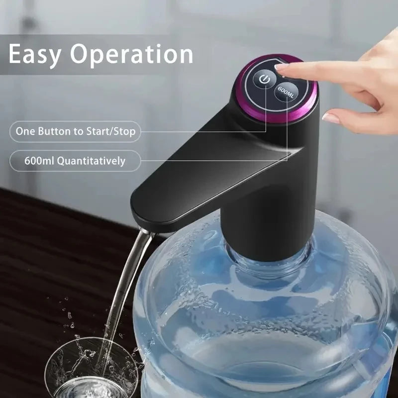 Pompe électrique pour bonbonne d’eau rechargeable USB – Noire