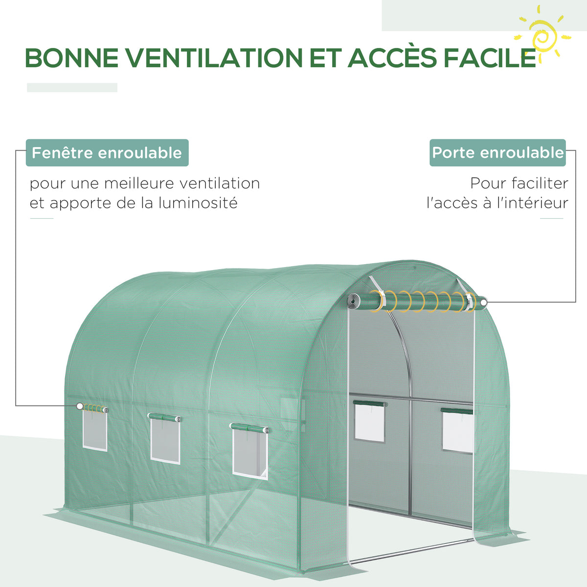 Bâche de remplacement pour serre tunnel 3 × 2 × 2 m – Outsunny - APPRO-DISTRI