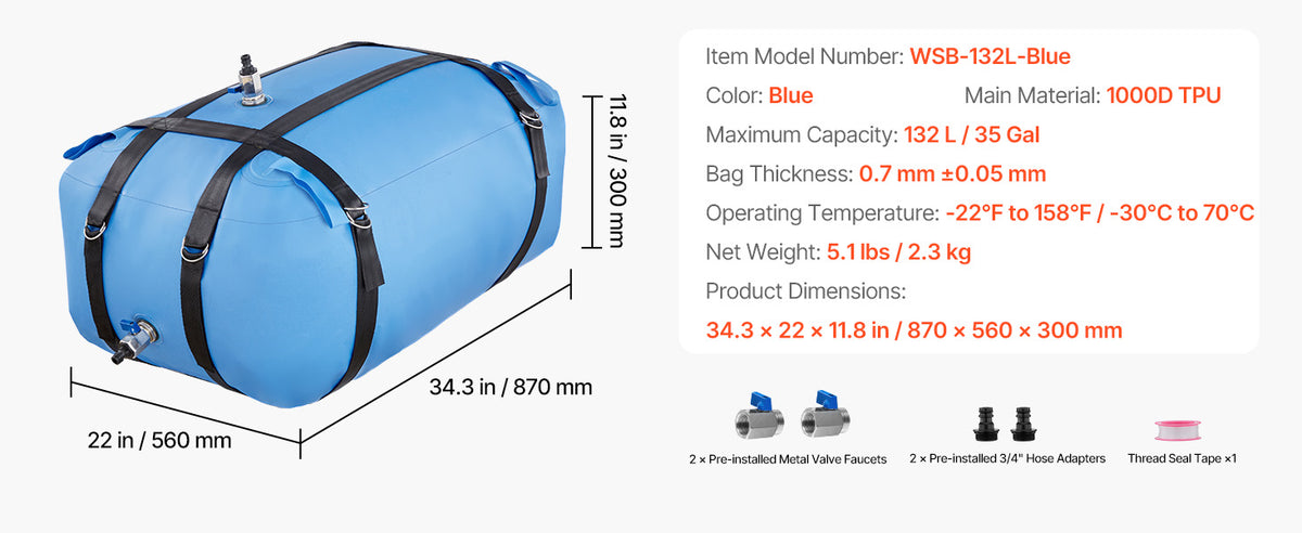 Réservoir d’eau souple pliable SucceBuy, de 113 à 1 000 L - APPRO-DISTRI