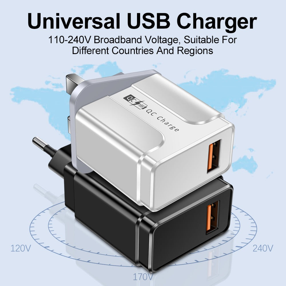 Chargeur secteur pour téléphone, prises EU, US ou UK