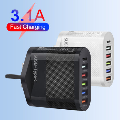 Chargeur secteur 6 ports : 5 USB et 1 USB-C