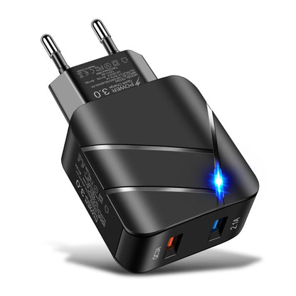 Chargeur mural double USB avec charge rapide QC 3.0