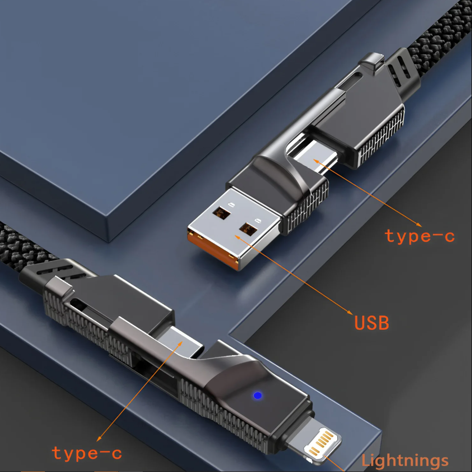 Câble de charge USB-C et Lightning noir PD