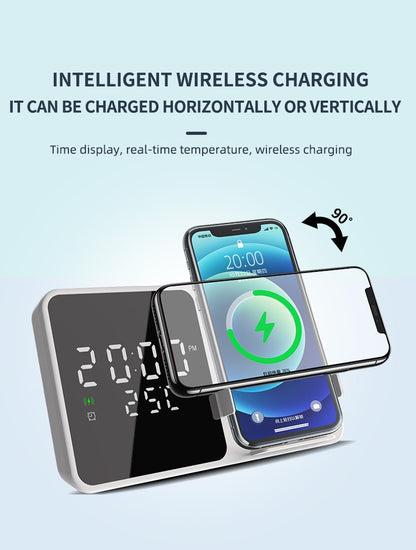 Chargeur sans fil 15 W avec réveil et thermomètre