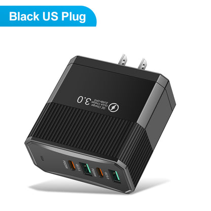 4-in-1 2USB+2PD mobile charger, tablet plug, super fast charging multi port plug