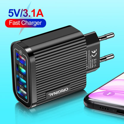 Chargeur mural lumineux 4 USB pour téléphone et tablette