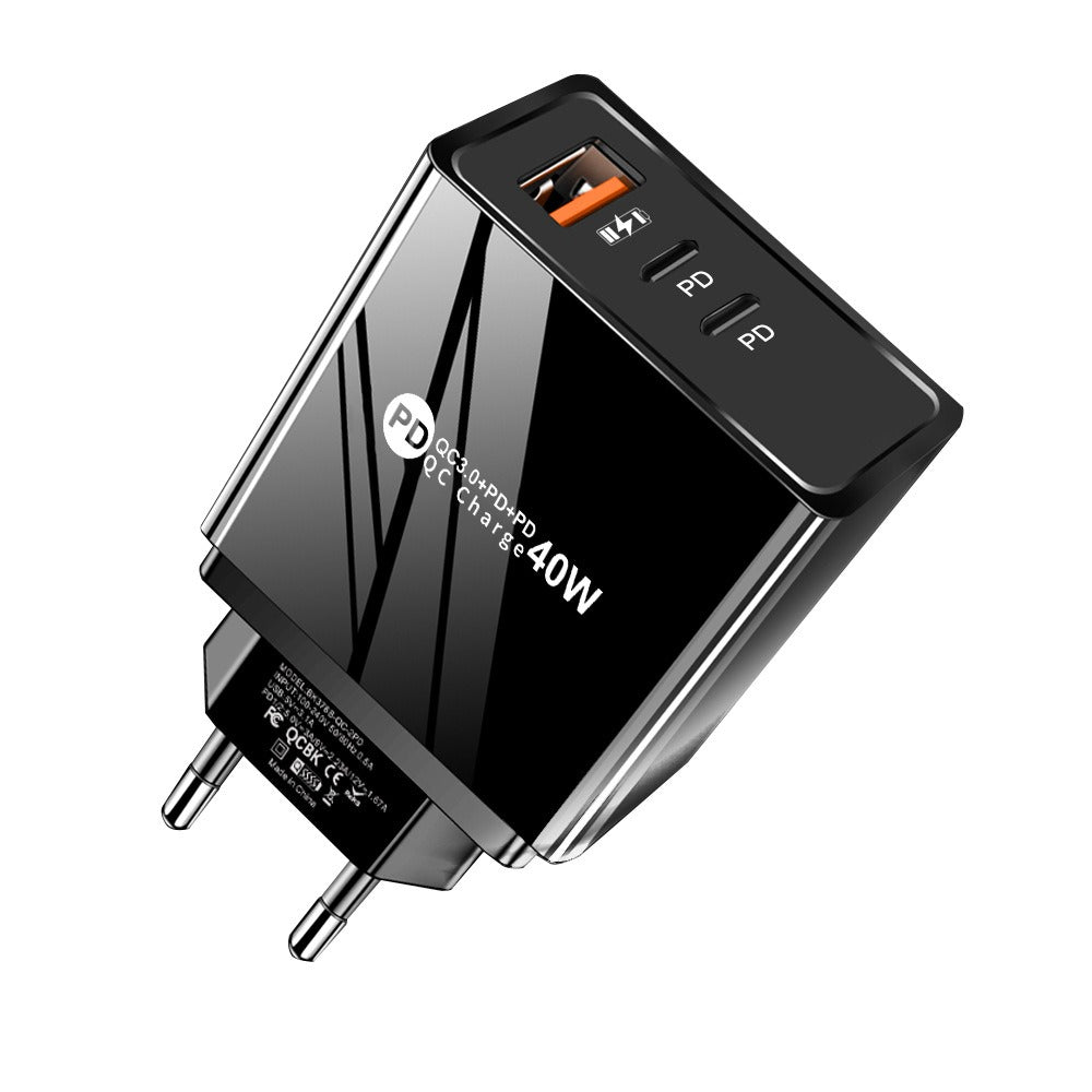 Chargeur secteur USB et 2 USB-C avec éclairage LED