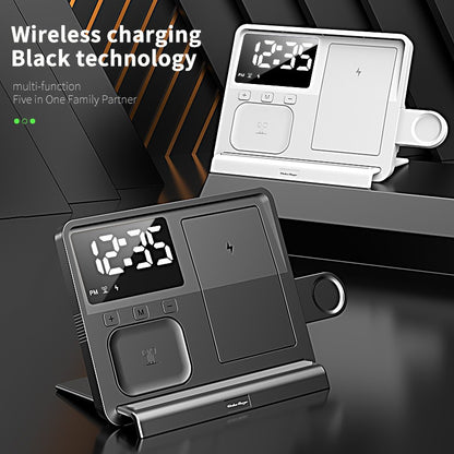 The thermometer clock supports wireless charging and night light charging