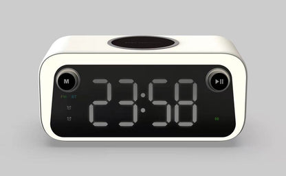 Réveil Bluetooth thermomètre et chargeur sans fil 15 W blanc
