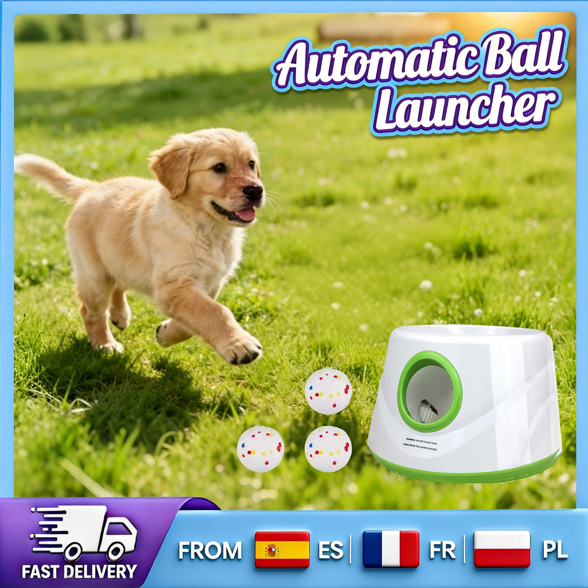 Lanceur automatique de balles pour chien rechargeable