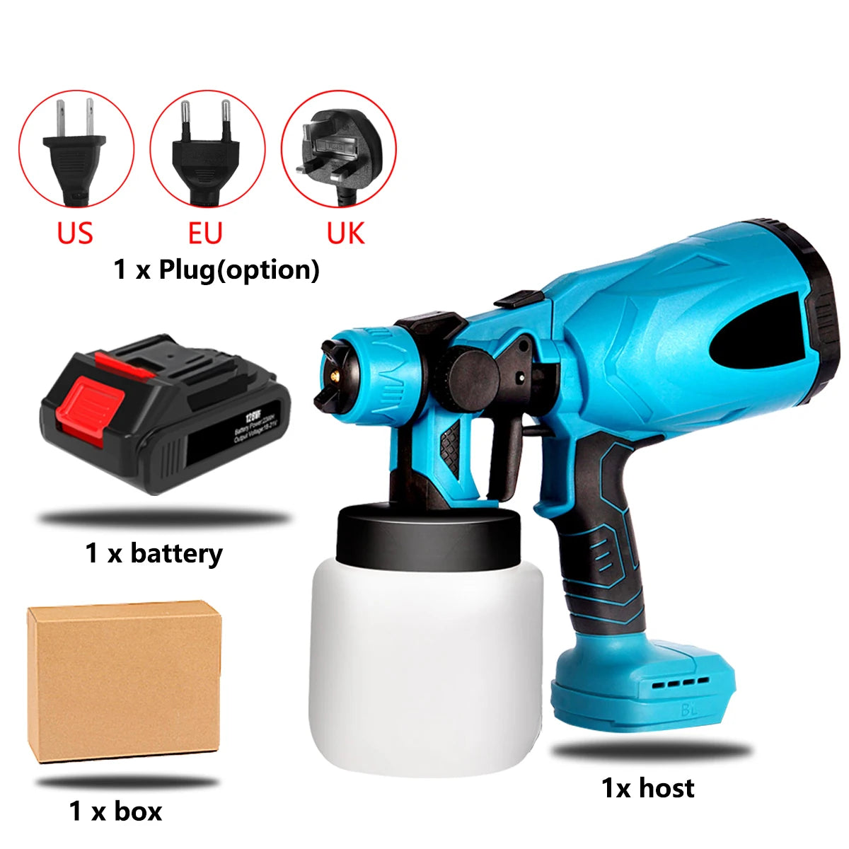 Pulvérisateur de peinture sans fil 800 ml, batterie 18 V