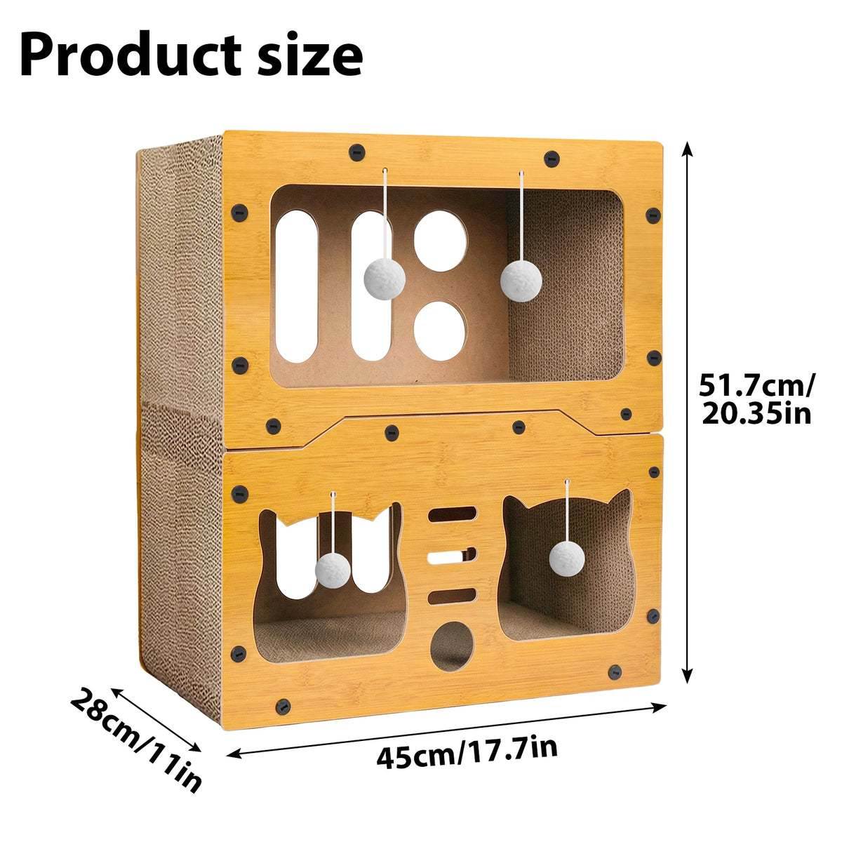 Maison pour chat 3 niveaux avec griffoir en carton