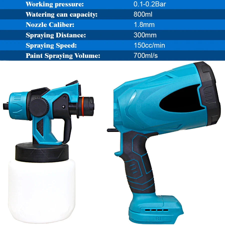 Pulvérisateur de peinture sans fil 800 ml, batterie 18 V