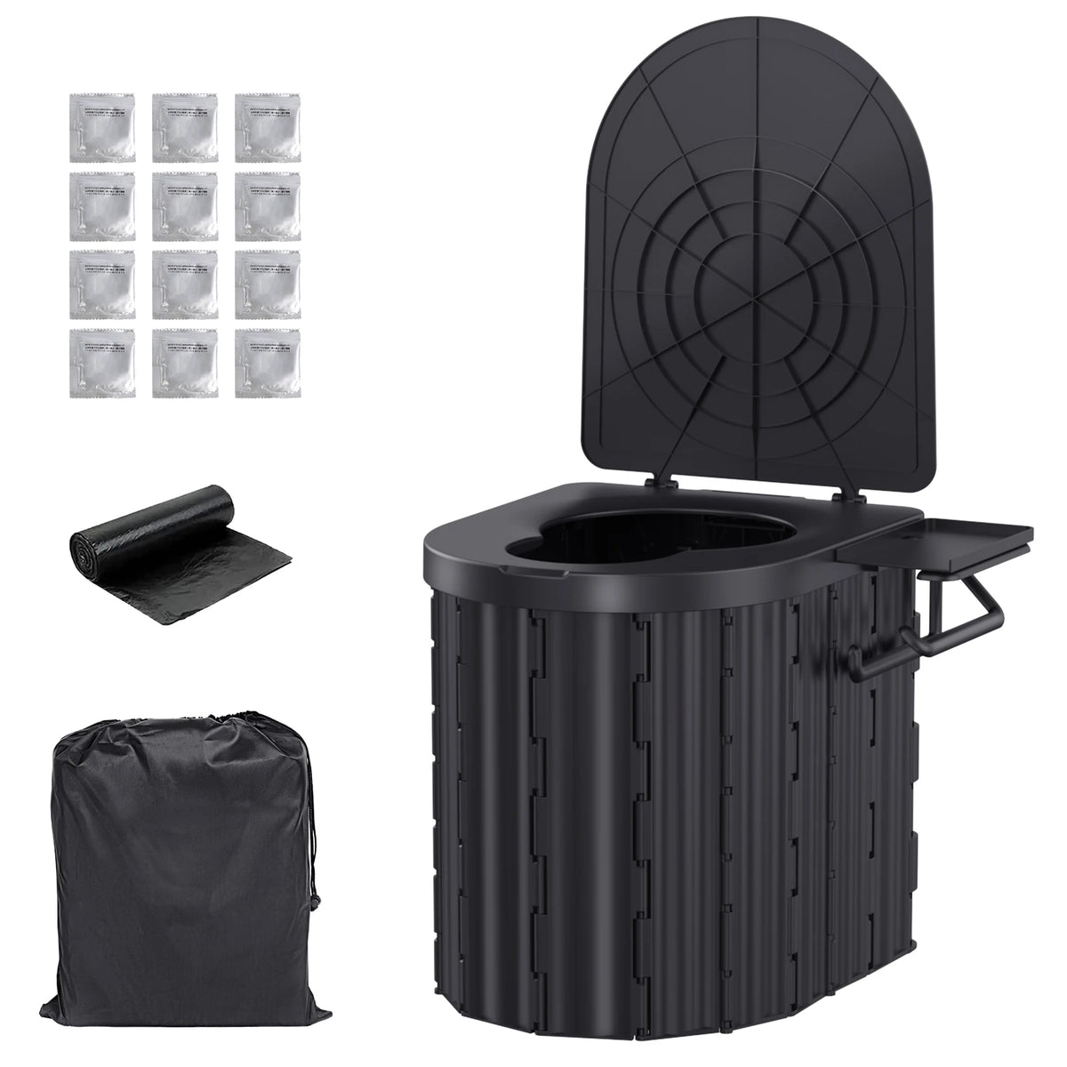 Toilettes portables pliantes avec couvercle pour le camping et les voyages - APPRO-DISTRI