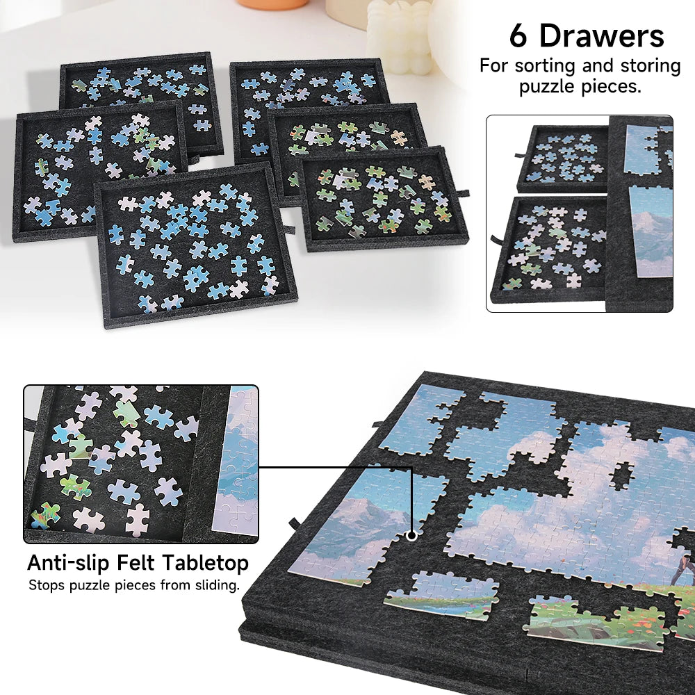 Table de puzzle 1 000 pièces avec 6 tiroirs de tri