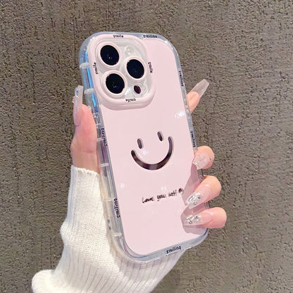 Mirror cream case suitable for Apple 16 Promax phone case with painted smiling face on iPhone 14/13