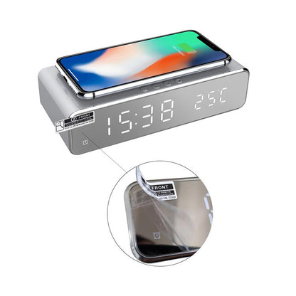 Réveil 3 alarmes avec thermomètre et chargeur sans fil