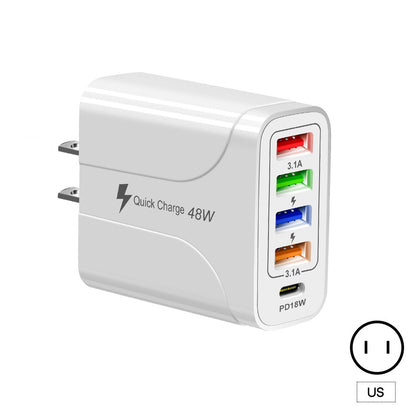 Chargeur mural 5 ports USB et USB-C pour téléphone