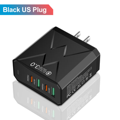 2USB+2PD mobile phone charger, tablet plug, super fast charging, multi port power supply