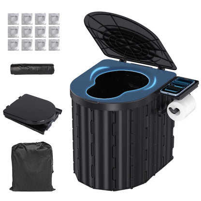 Toilettes portables pliantes avec couvercle pour le camping et les voyages - APPRO-DISTRI