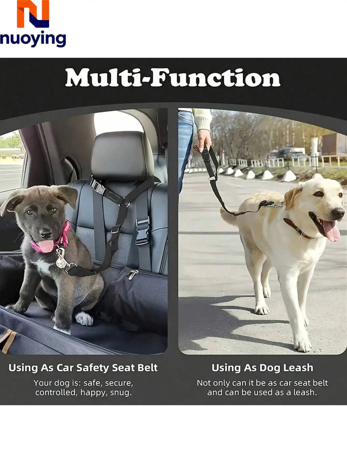 Laisse de sécurité réglable pour chien en voiture
