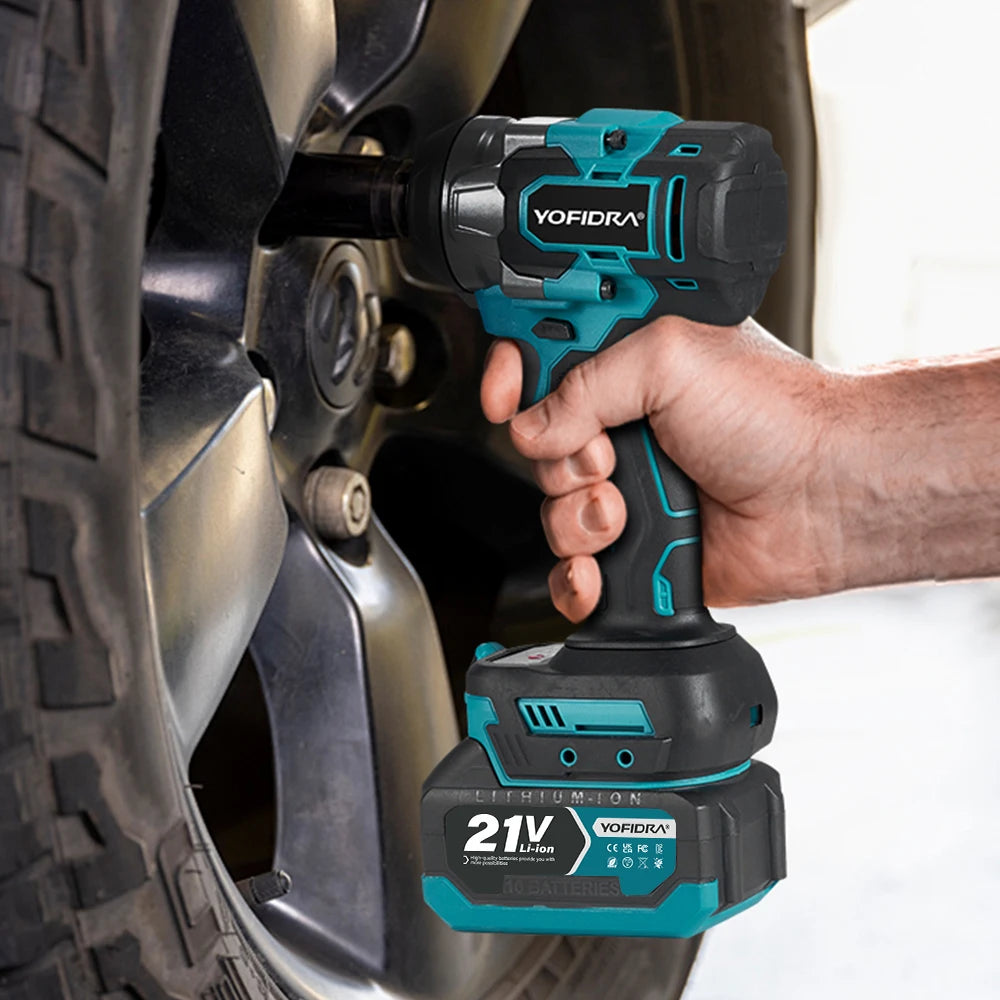 YOFIDRA 5 Gears 1200N.M Torque Brushless Electric Wrench Cordless Car Screwdriver Househeld Power Tools For Makita Battery Pin