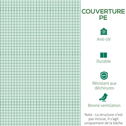 Bâche de remplacement pour serre tunnel 3 × 2 × 2 m – Outsunny - APPRO-DISTRI