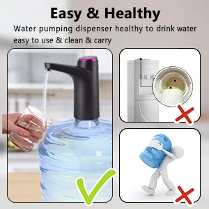 Pompe électrique pour bonbonne d’eau rechargeable USB – Noire