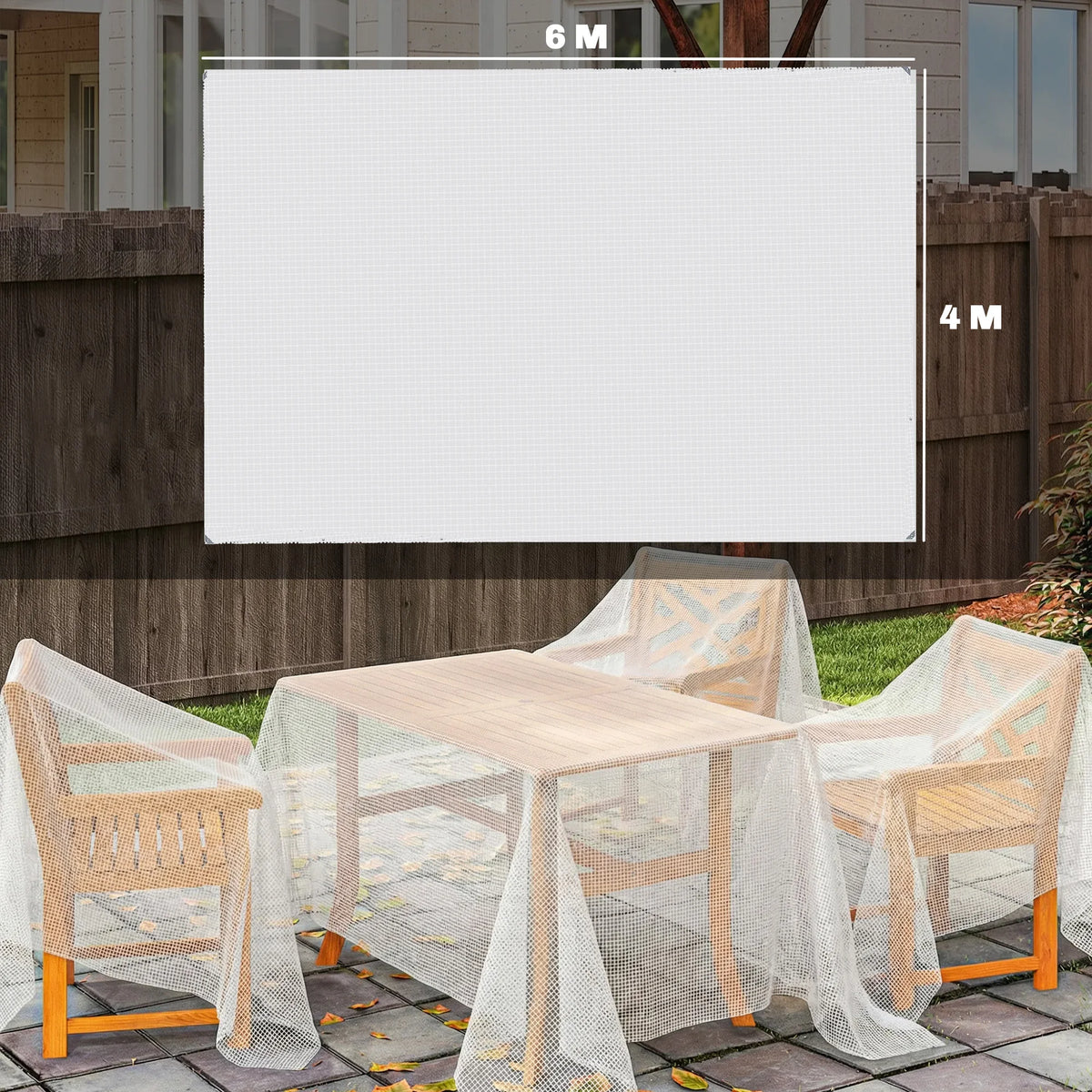 Bâche imperméable blanche Outsunny 6 × 4 m, 140 g/m² - APPRO-DISTRI