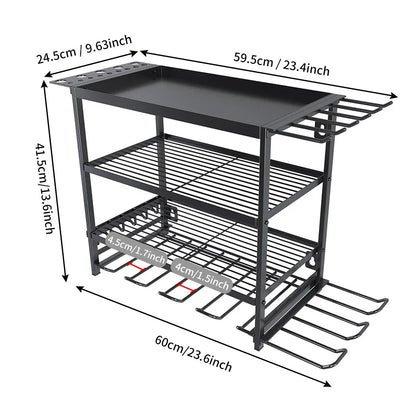 Rangement mural pour outils à 4 niveaux en métal noir Vacclo - APPRO-DISTRI