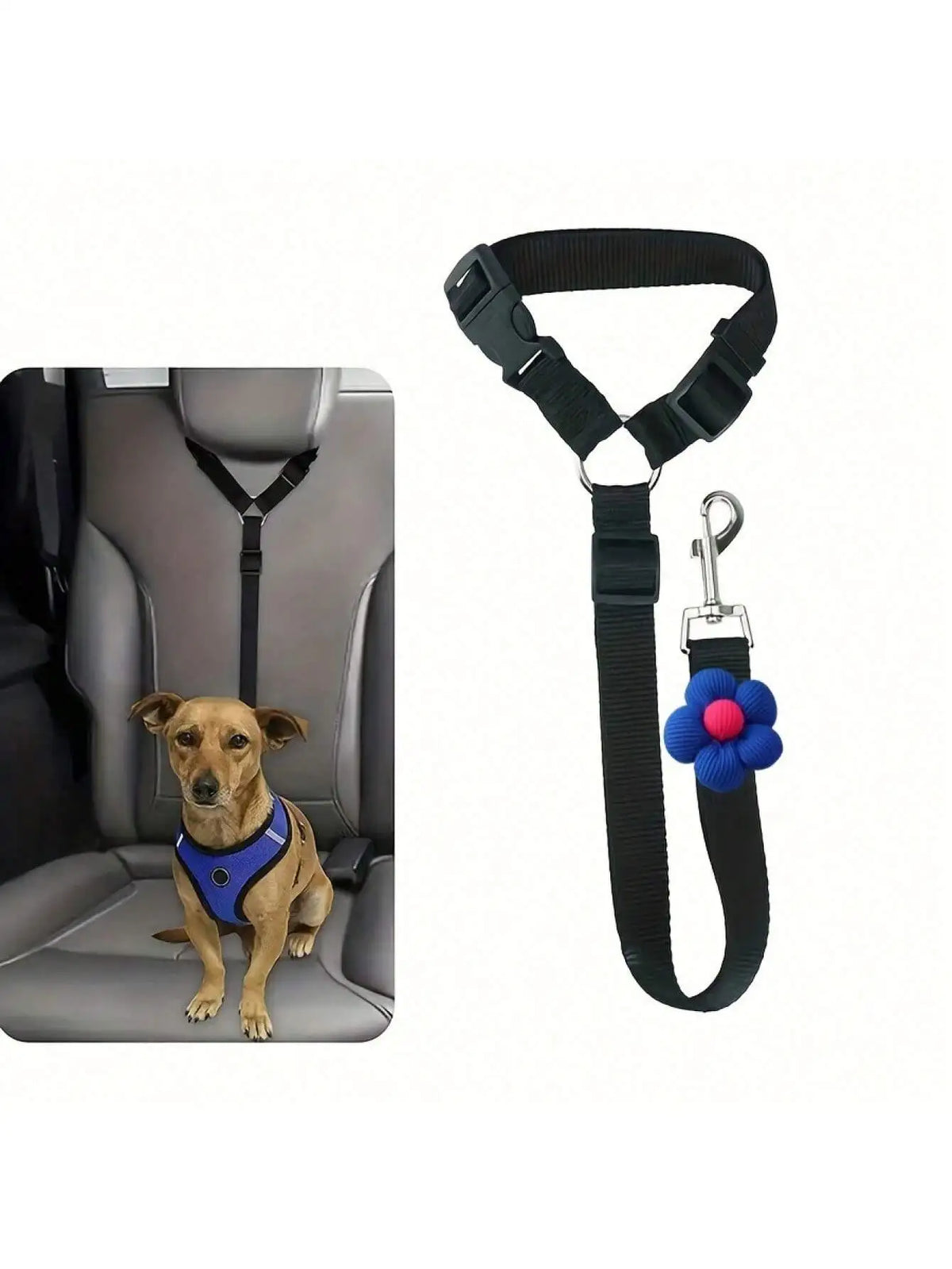 Laisse de sécurité réglable pour chien en voiture