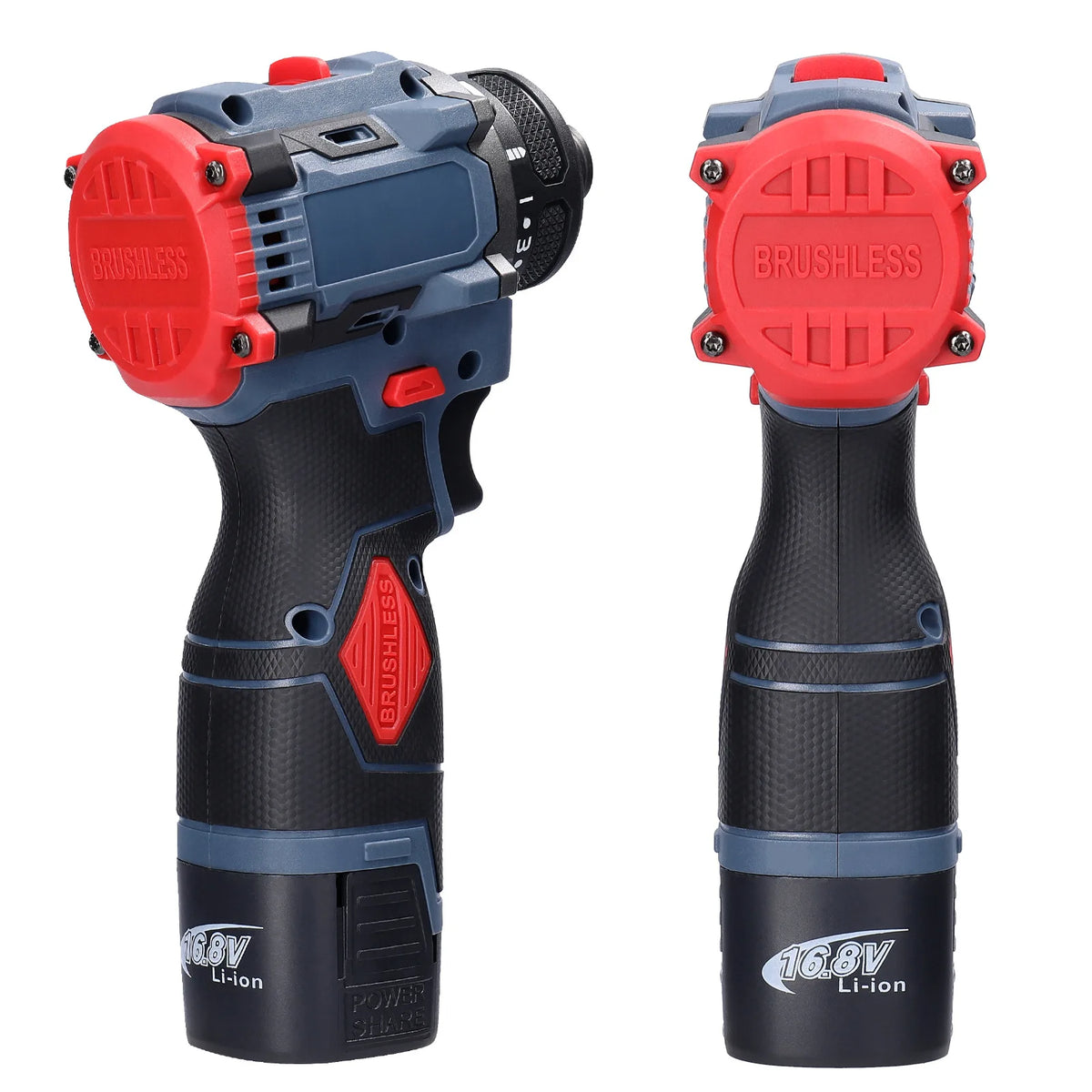 Perceuse-visseuse sans fil brushless 16,8 V, 45 Nm, 2 batteries