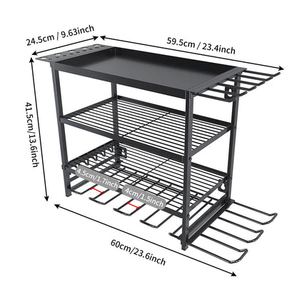 Rangement mural pour outils à 4 niveaux en métal noir Vacclo - APPRO-DISTRI