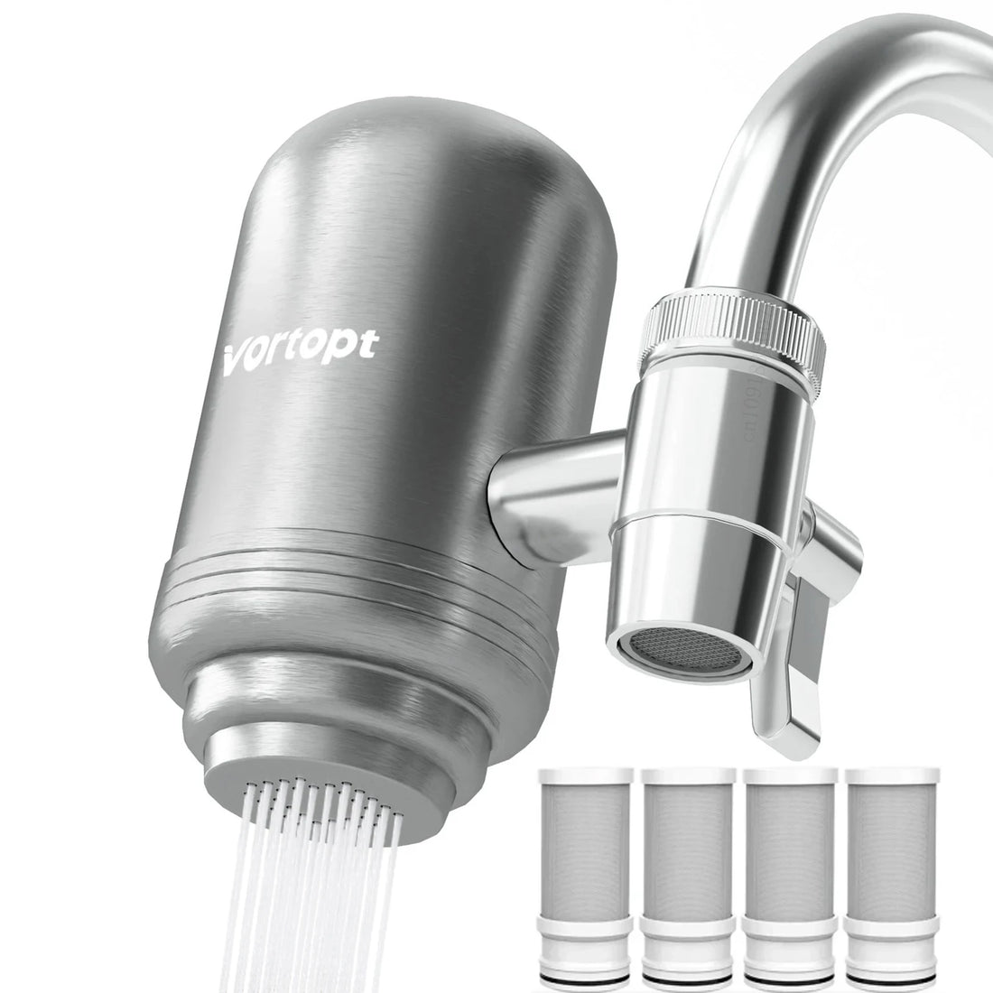 Filtre à eau pour robinet à charbon actif – Gris clair