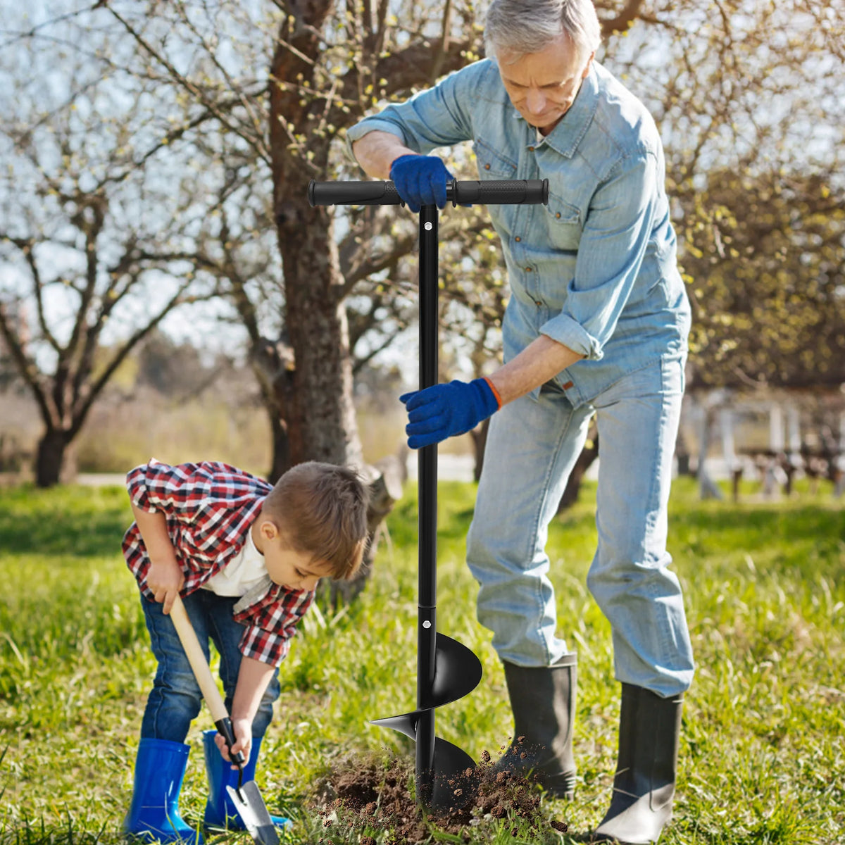 Tarière manuelle de jardin avec mèche spirale 15 cm