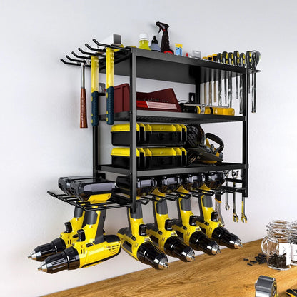 Rangement mural pour outils à 4 niveaux en métal noir Vacclo - APPRO-DISTRI