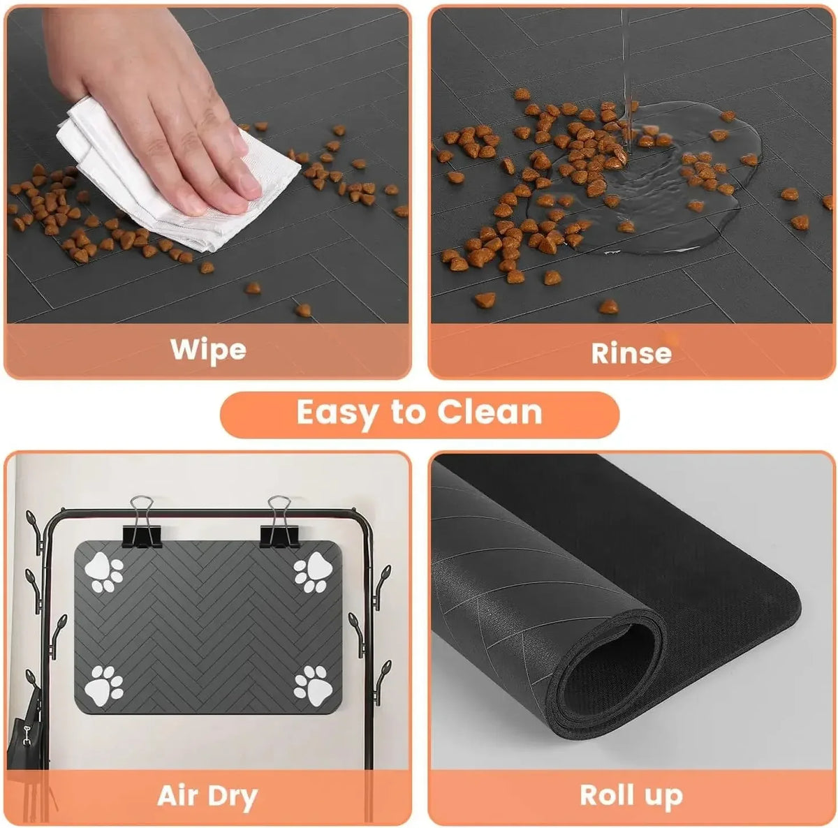 Tapis absorbant antidérapant pour gamelles
