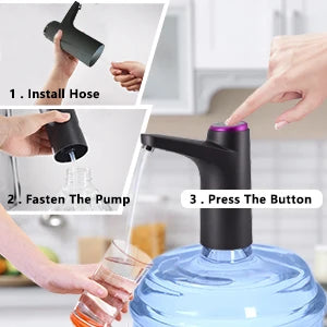 Pompe électrique pour bonbonne d’eau rechargeable USB – Noire