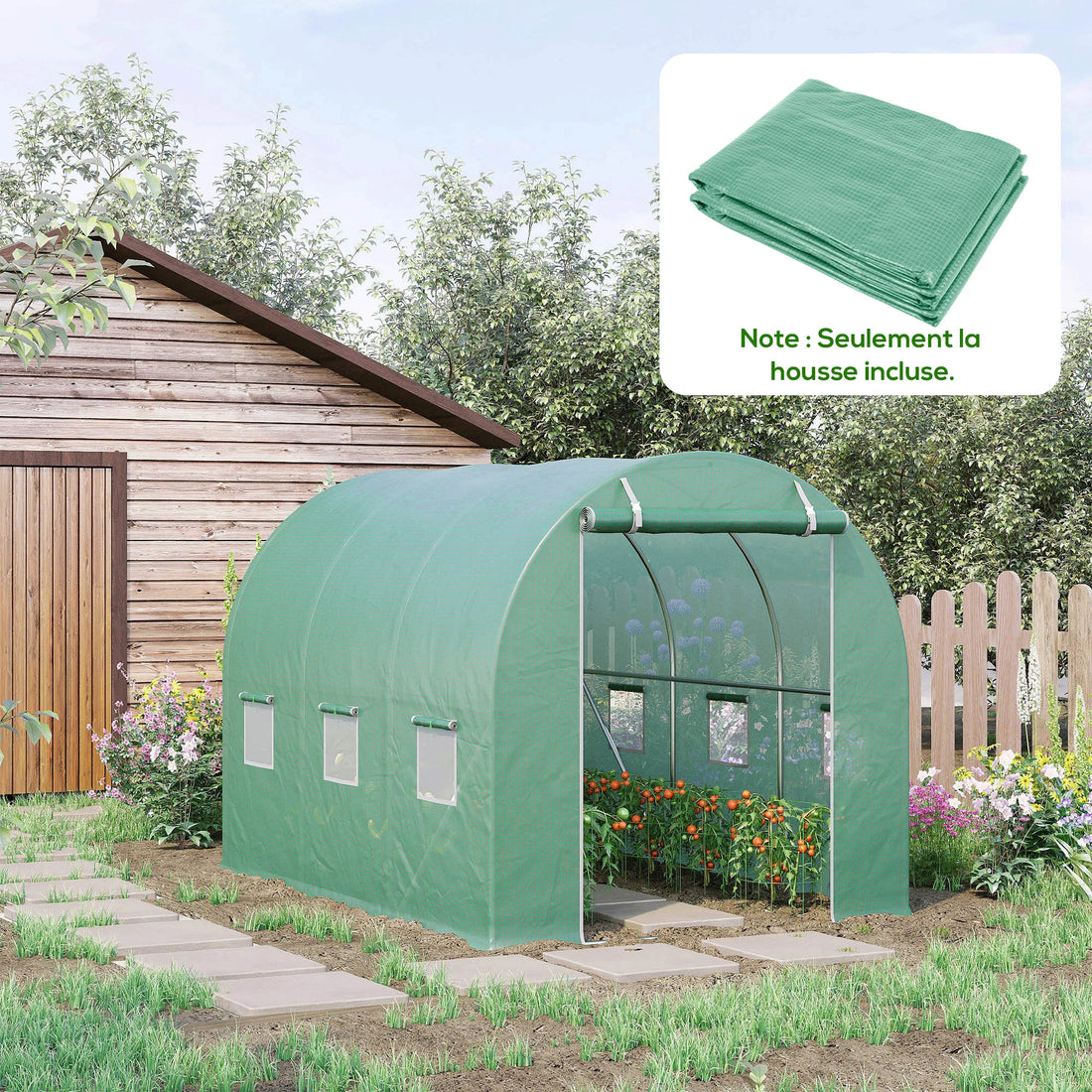 Bâche de remplacement pour serre tunnel 3 × 2 × 2 m – Outsunny - APPRO-DISTRI