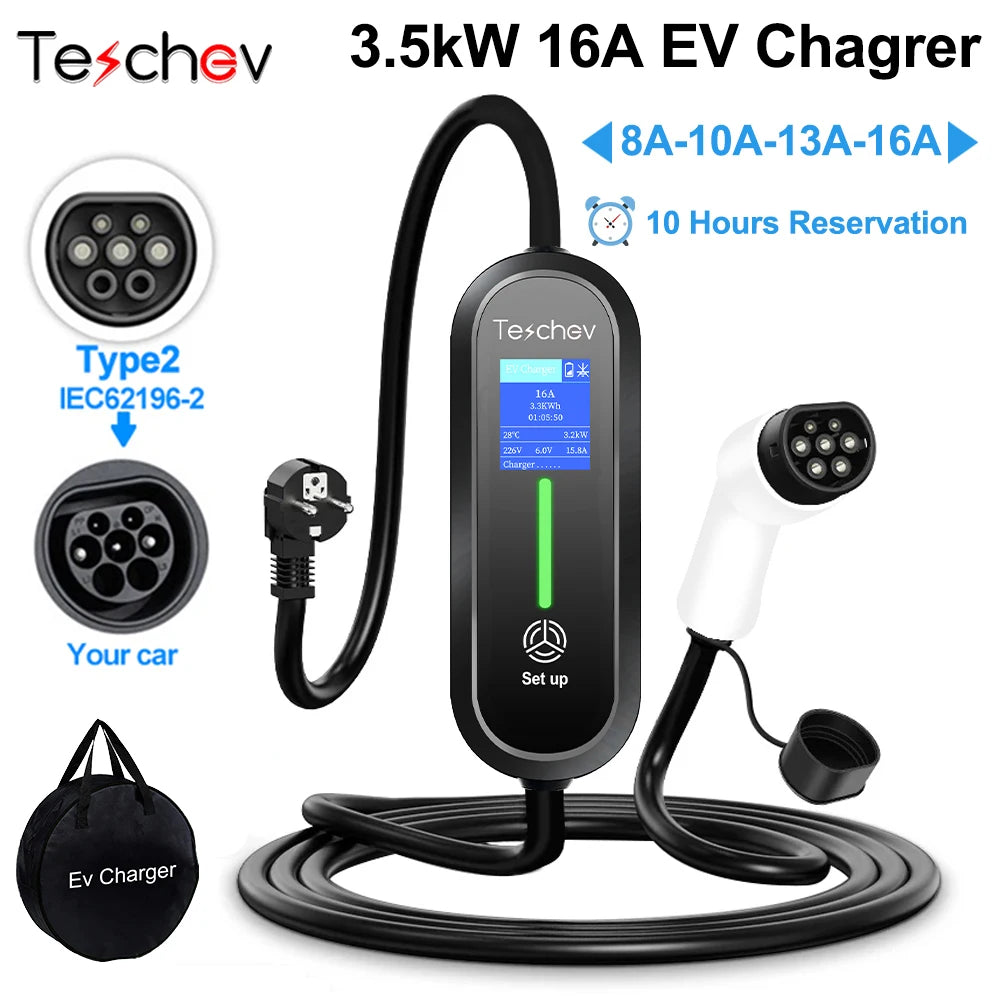 Chargeur portable voiture électrique Type 2 Teschev 3,5 kW - APPRO-DISTRI