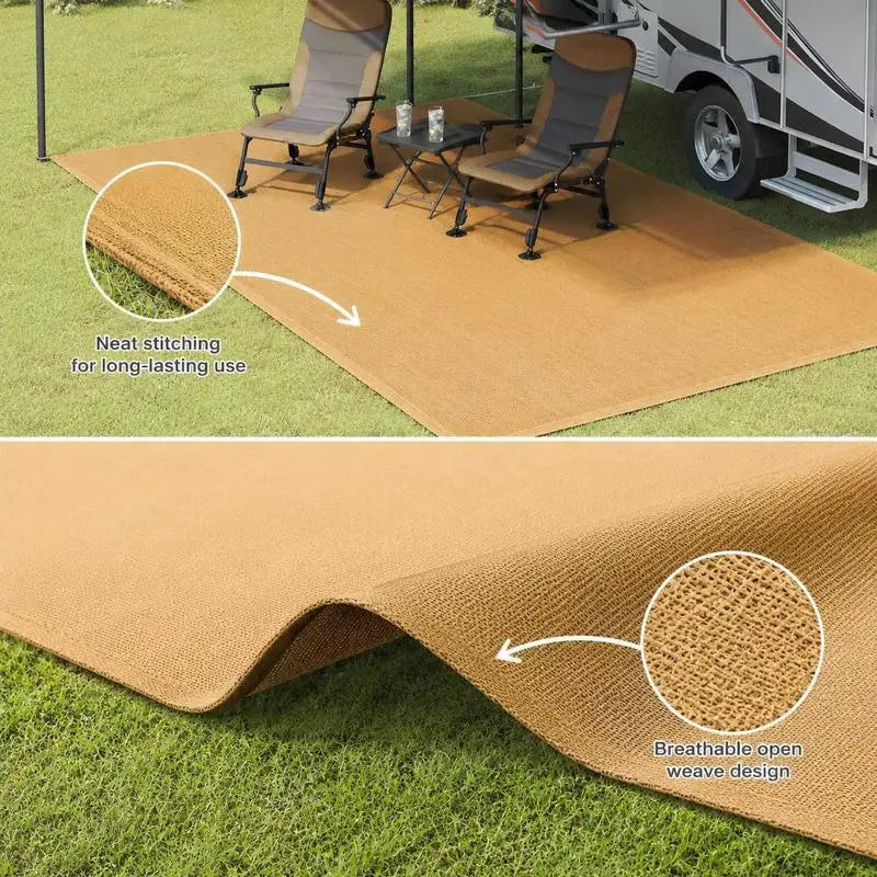 Tapis de camping respirant 3 × 6 m en PEHD – sable - APPRO-DISTRI