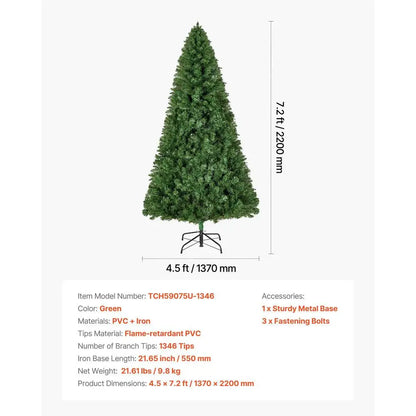 Sapin de Noël artificiel 220 cm – 1 346 pointes et pied métal - APPRO-DISTRI