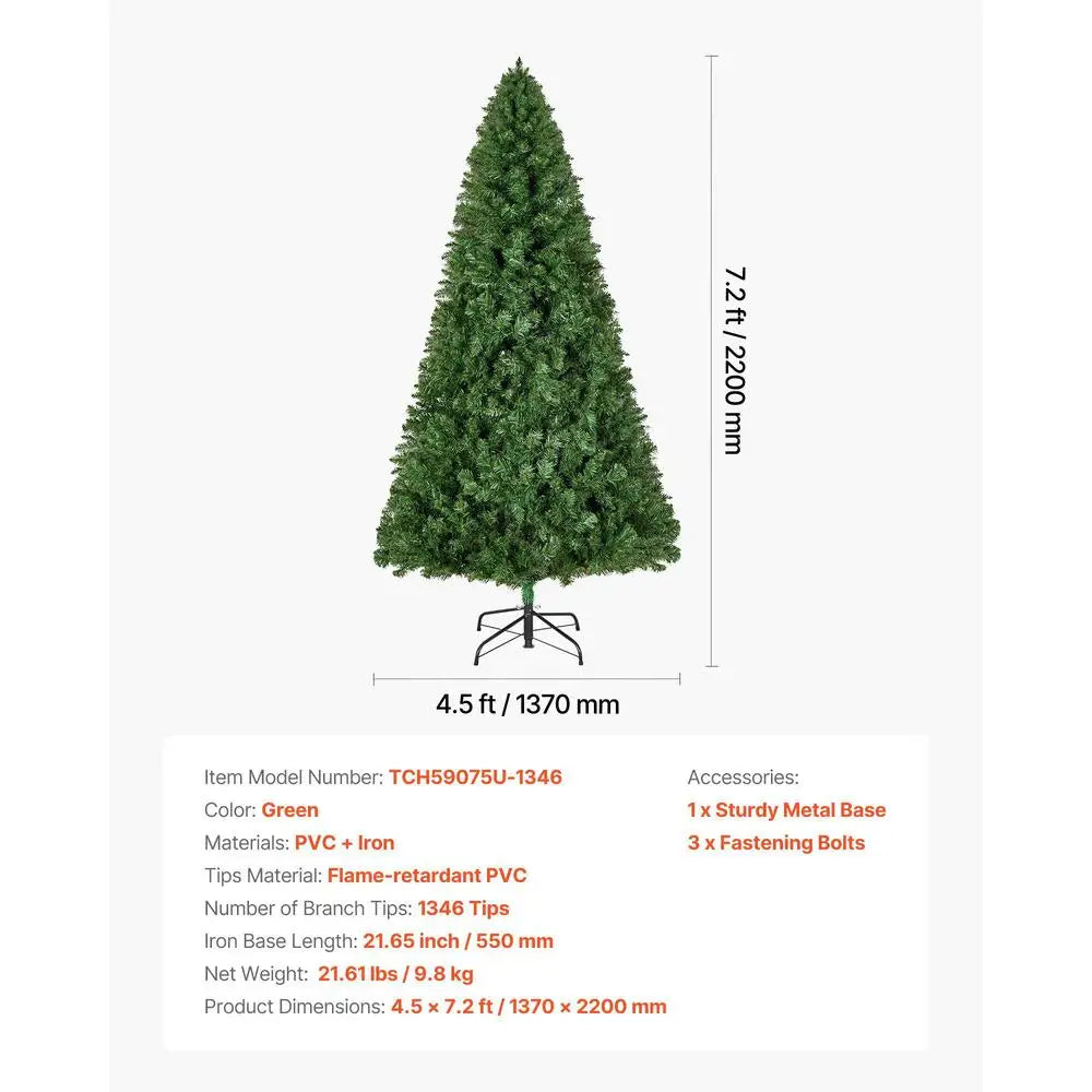 Sapin de Noël artificiel 220 cm – 1 346 pointes et pied métal - APPRO-DISTRI